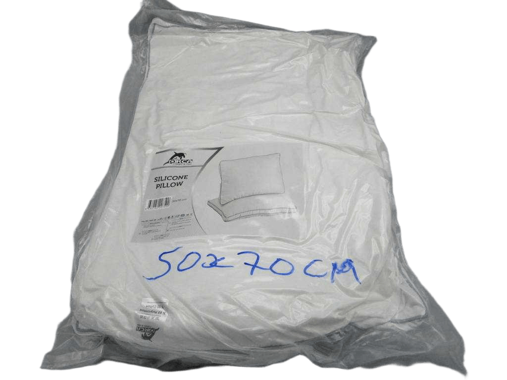 Pillow Polycotton 100 Gr , 140 Fil 65% Cotton 35% Polyester Double Piping Filling 1100 Gr Vaccum With Insert Card White 50x70
