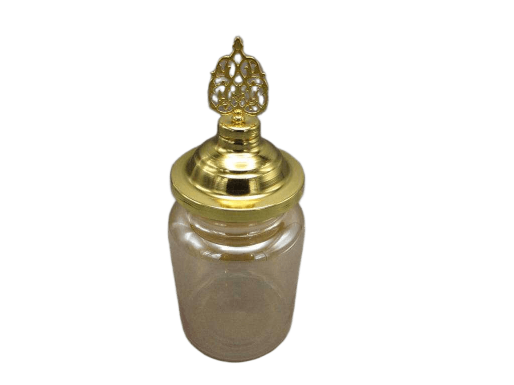 Jar Golden Smoked Glass With Golden Arabesque Handles Gold D = 11 Cm H = 28 Cm