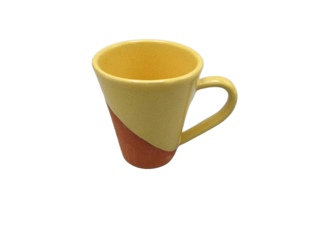 Mug 8.5*9.5 Cm, (Inner & Half Outer Color Glazed), Display Tray Yellow 8.5*9.5