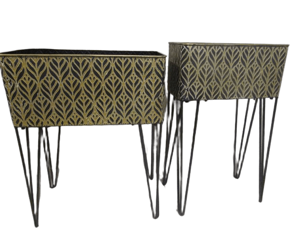 Flowerpot Set Of 2 Metal W Black Metal Shelf 1cl=