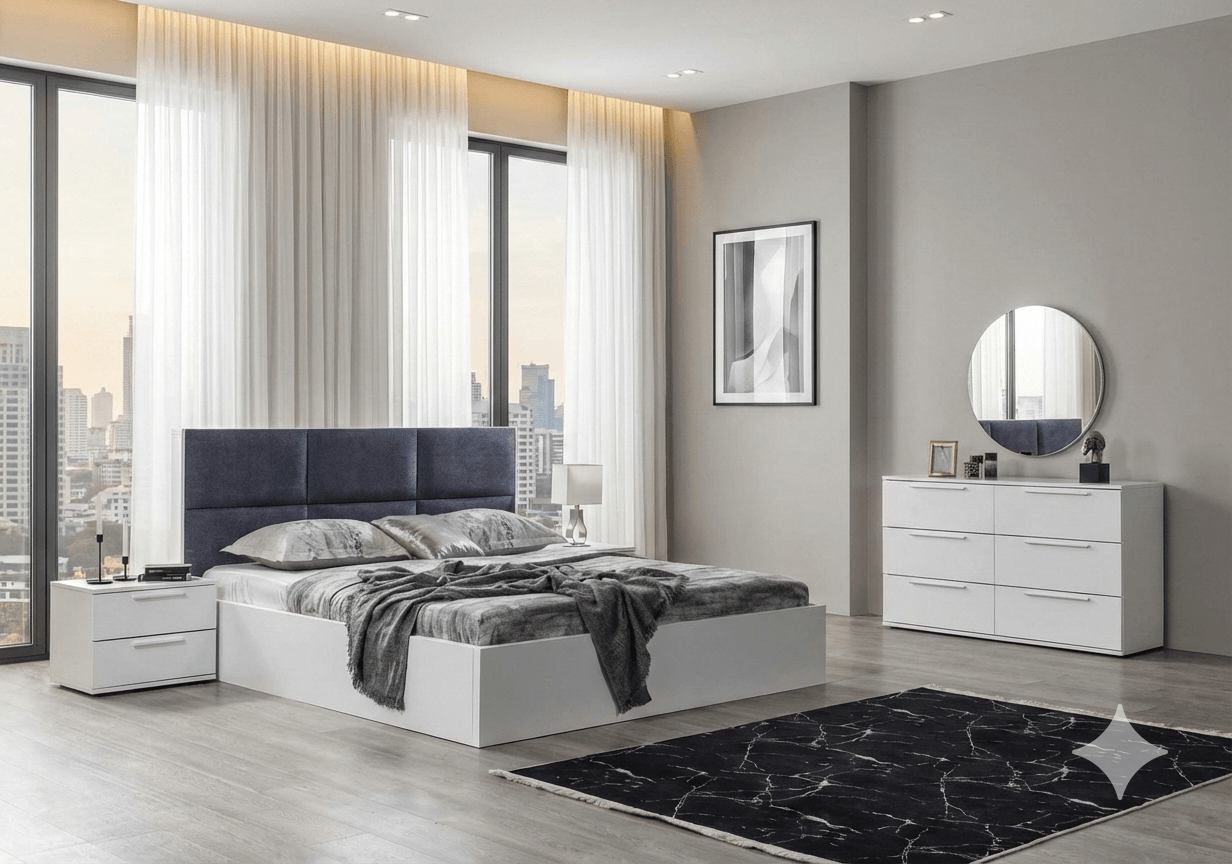 Bed 180-200 + 2 Ns + Dresser + Mirror