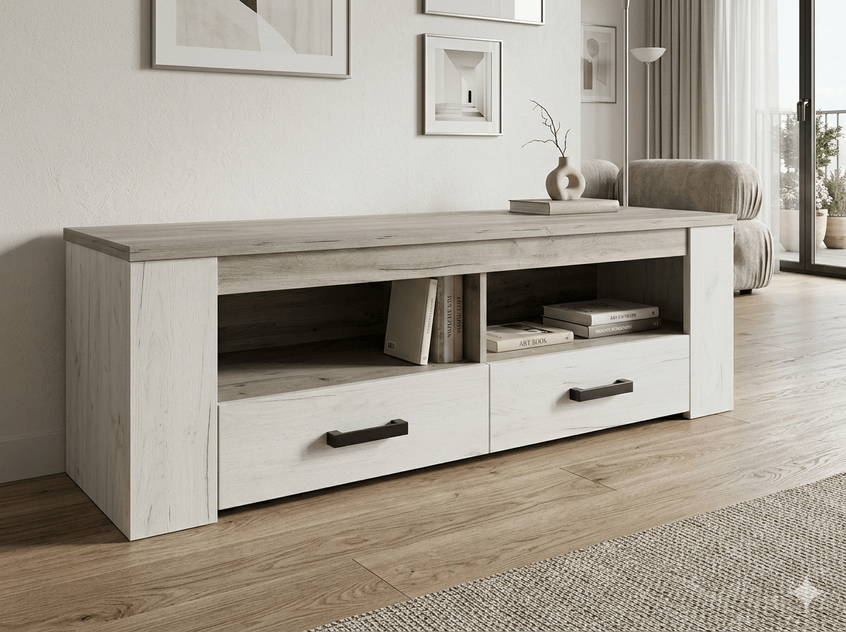 Tv Unit Melamine Clr White, Grey