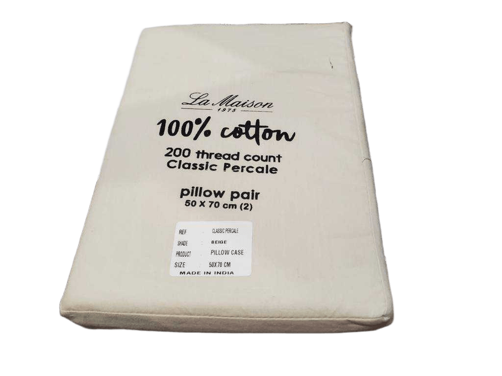 Sheet Percale Soft Touch 100 % Coton 200 Fils ( 132 X 88 - 40 X 40 ) Set Of 2 Pillow Case 50x70 Cm + 2,5cm