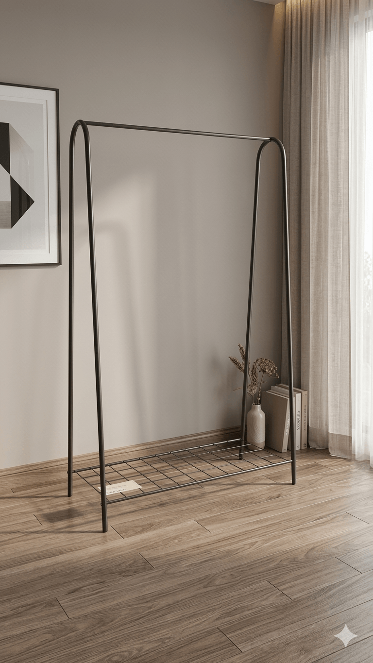 Hanger With 1 Shelf Metalic Black 144.5x89x36