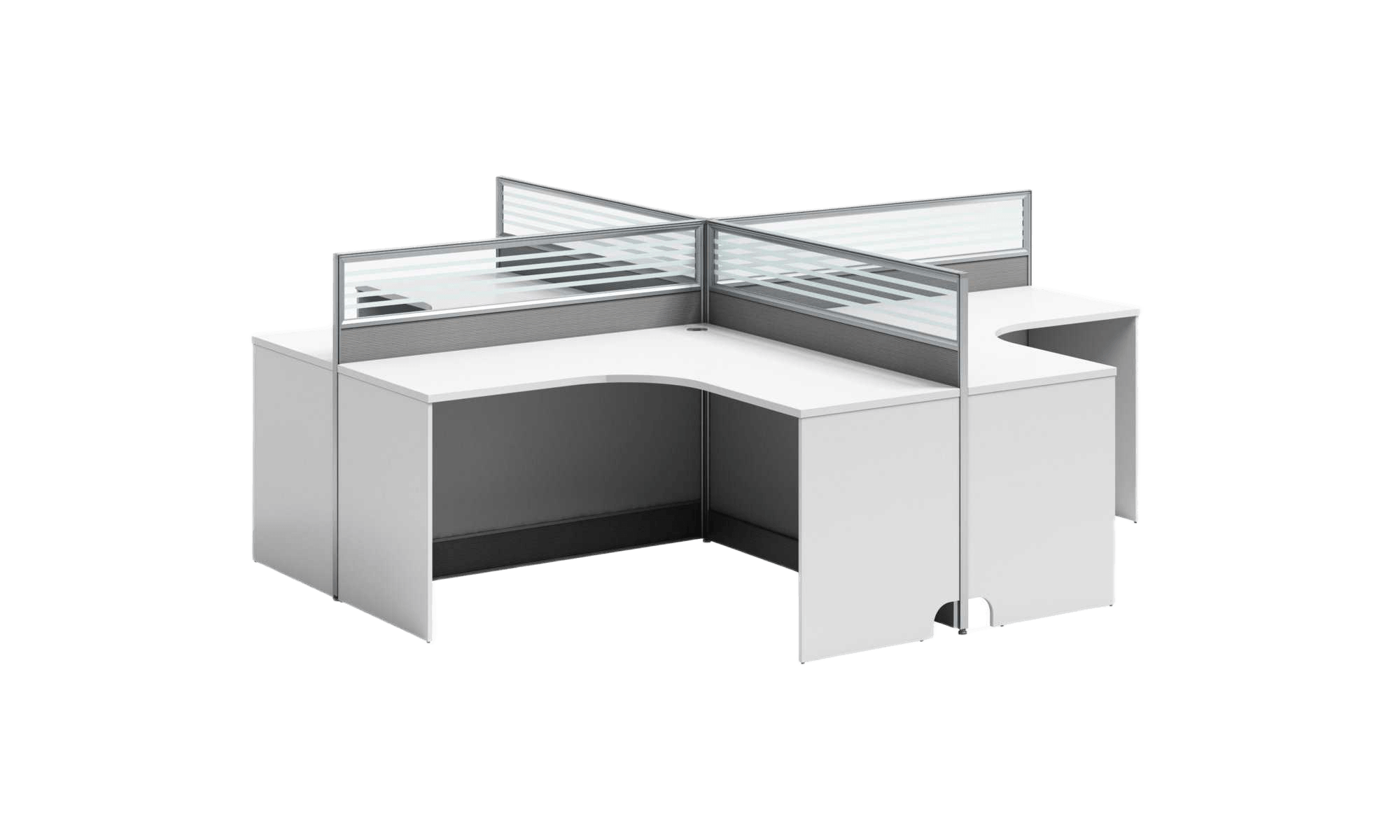 Workstation Open Plan ( Lws 1) 4 Seats Partition White+grey Stripe2830w*2430d*1100h