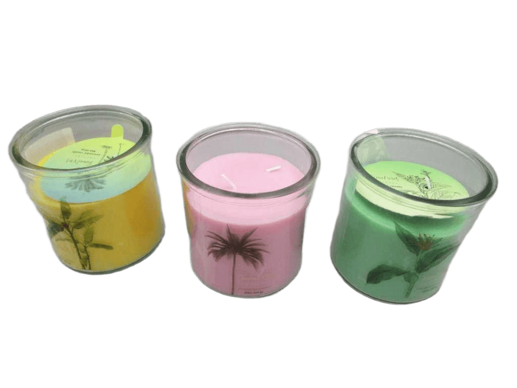 Candle In Glass Jar 3ass Clr