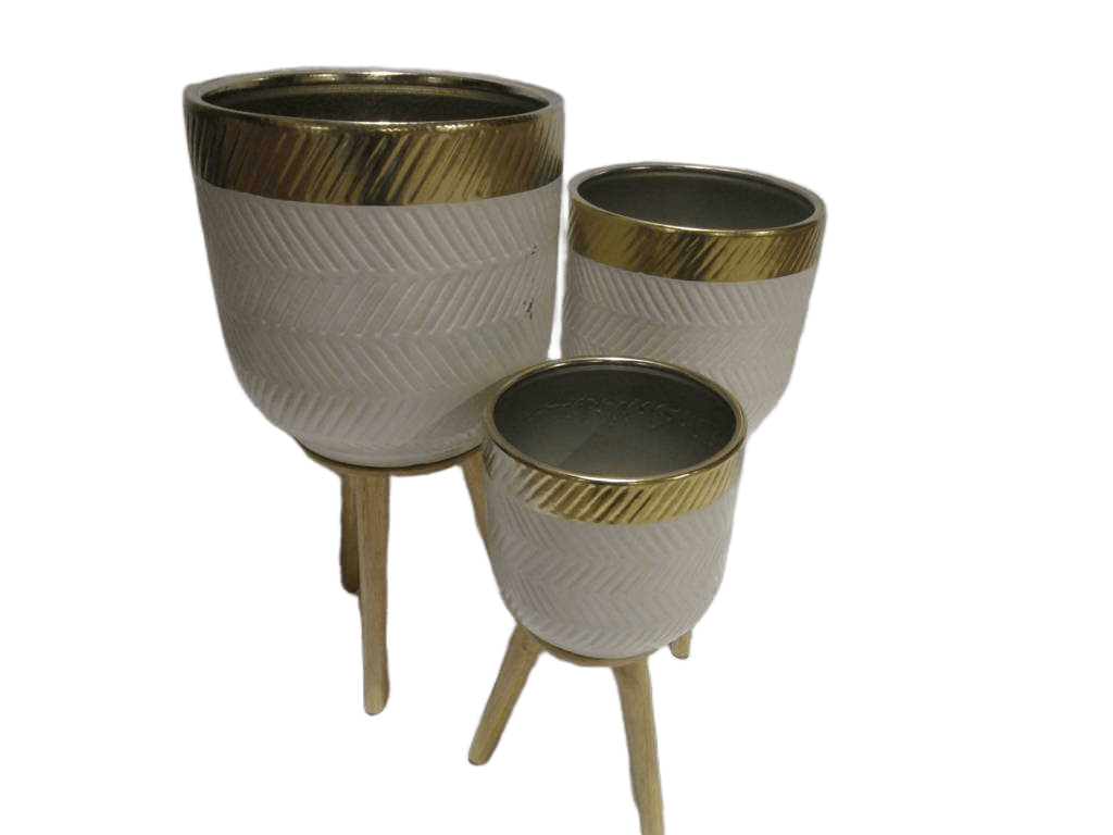 Pot Set 8"/10''/12'' With Wood Stand