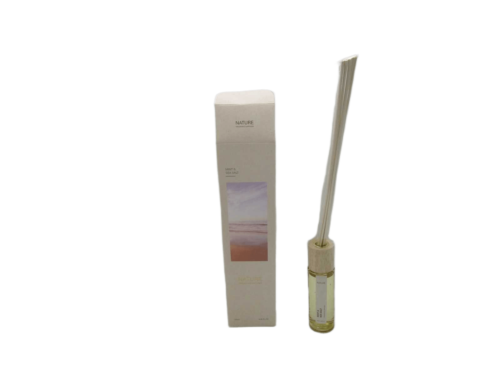 Diffuser 120ml Fragrance Diffuser Mint & Sea Salt Colored Transparent Glass Bottle W/Wooden Lid , Packed In Color Box Yellow120ml