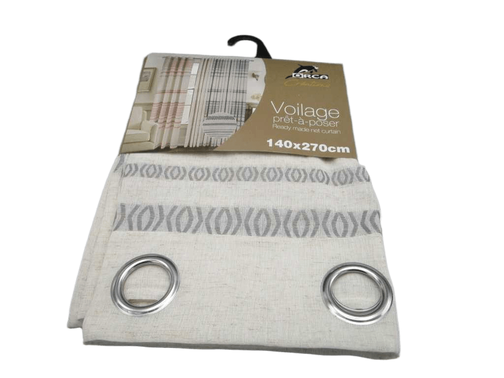 Curtain Yarn Dyed Voile Window Curtain 8 Rings 100% Polyester 120gsm 43x28x25
