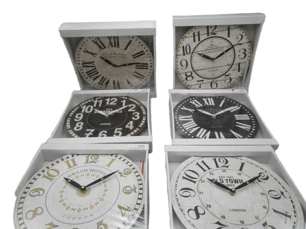 Clock Wall 28cm 6ass Designs