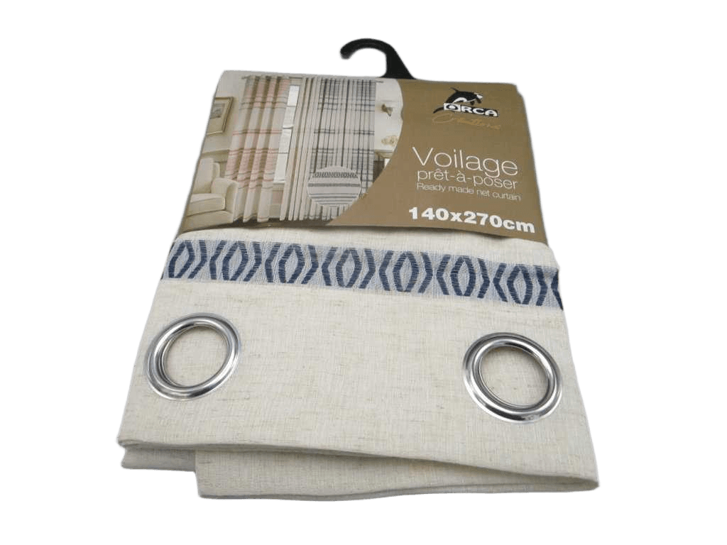 Curtain Yarn Dyed Voile Window Curtain 8 Rings 100% Polyester 120gsm 43x28x25