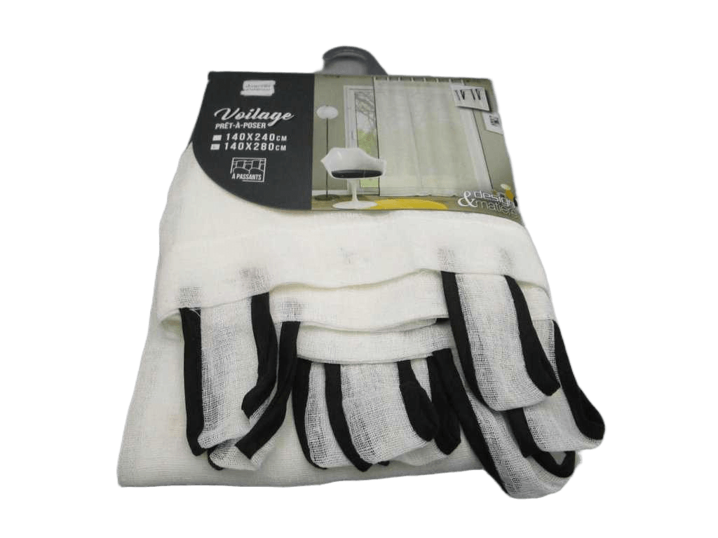 Curtain Net With Loops 140 X 280 Cm Woven Voile Casalina White/Black
