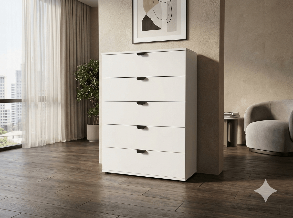 Cabinet 5 Drawers Mat White