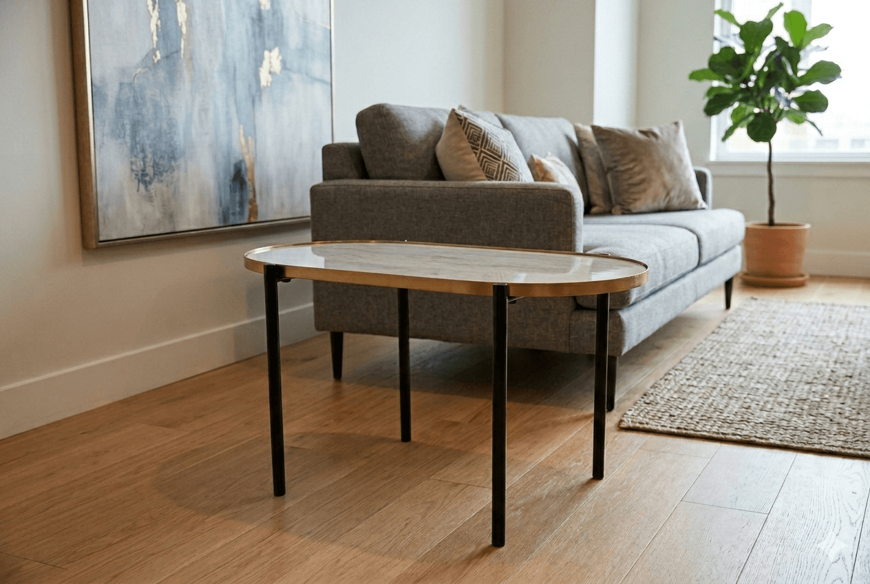 Coffee Table Kd Oval W Black Legs