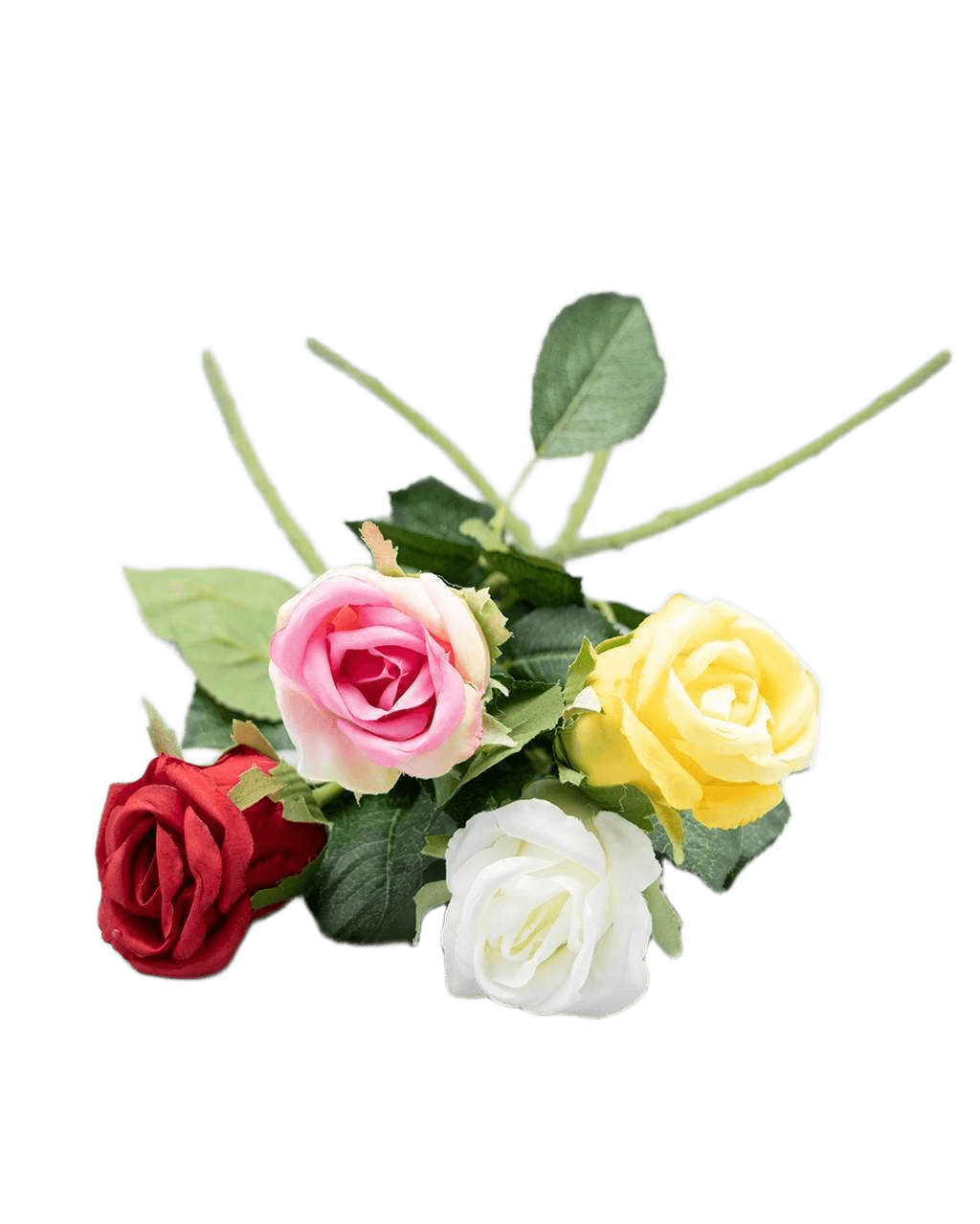 Artificial Single Rose Bud Ass 4 Colors White Red Pink Yellow 50 Cm