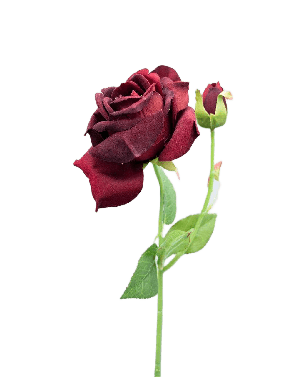 Artificial Rose 2 Heads Middle Velvet Rose Dark Red 58 Cm