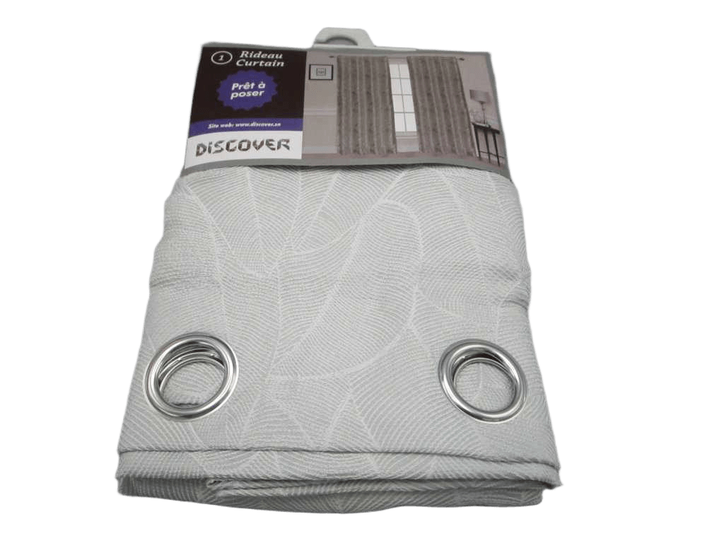 Curtain With 8 Round Rings Silver Brass 100% Polyester 160 Gsm