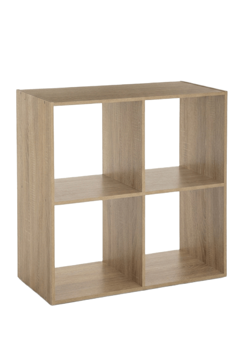 Shelf Wooden 4 Boxes Mix Nat