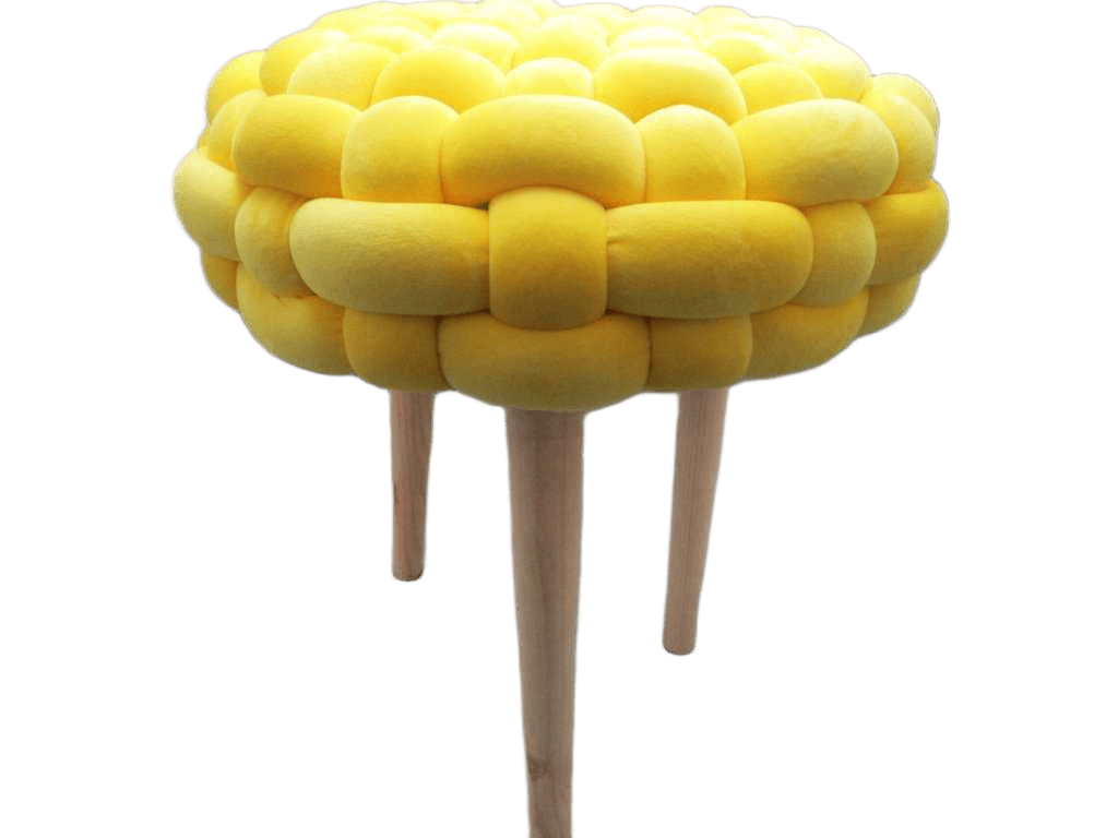 Stool Polyester, Wood 3 Legs 20, Yellow