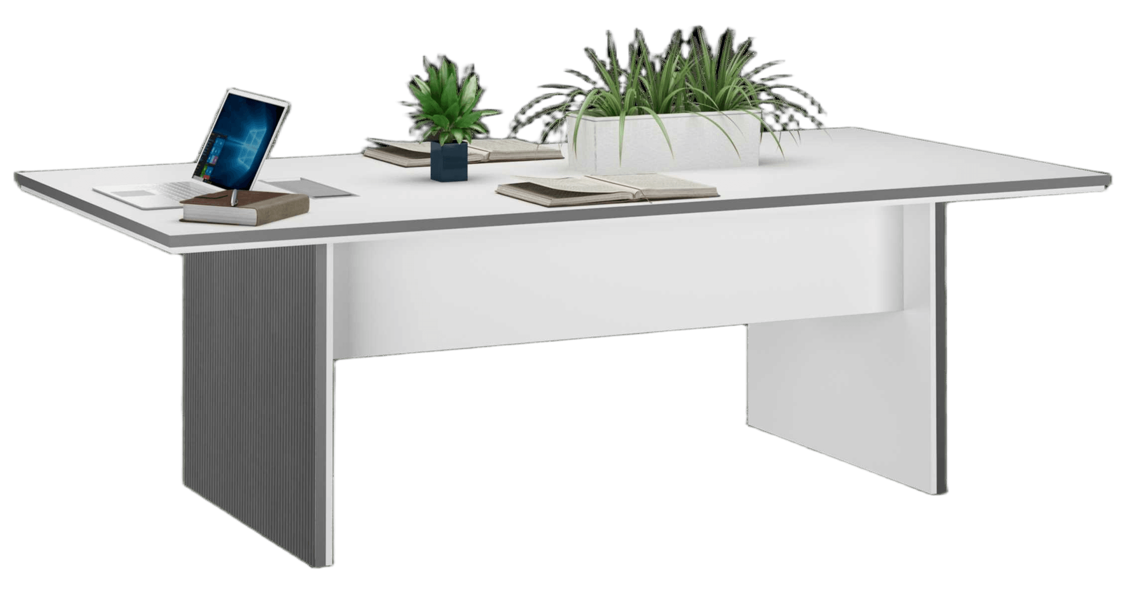 Conference Table White+grey Stripe2400w*1200d*750h