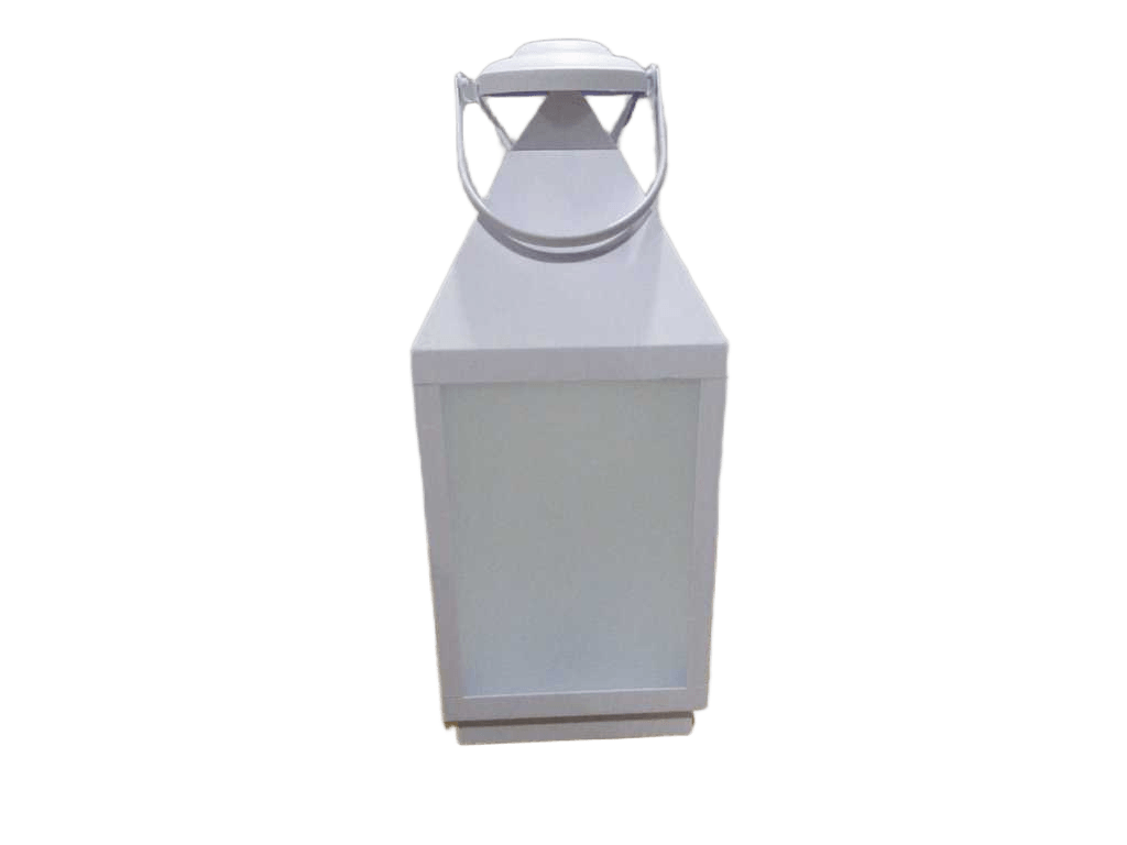 Lantern Led Faux Flame Plastic - With Frosted Glass White19*19*46cm