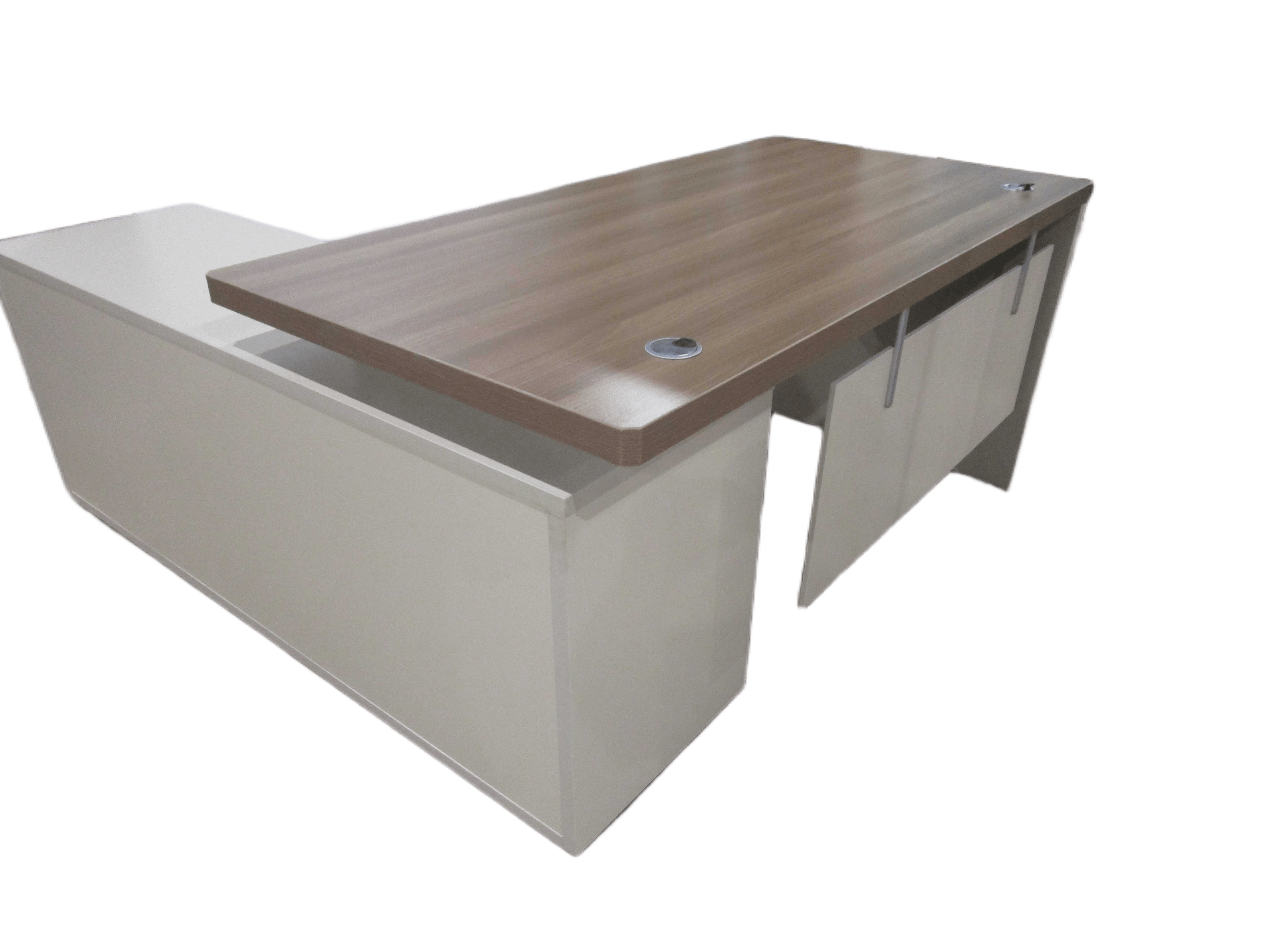 Office Table Right Side 160x80x76 Cm Clr Light Walnut+soft White Ref 24m018 R /4cl