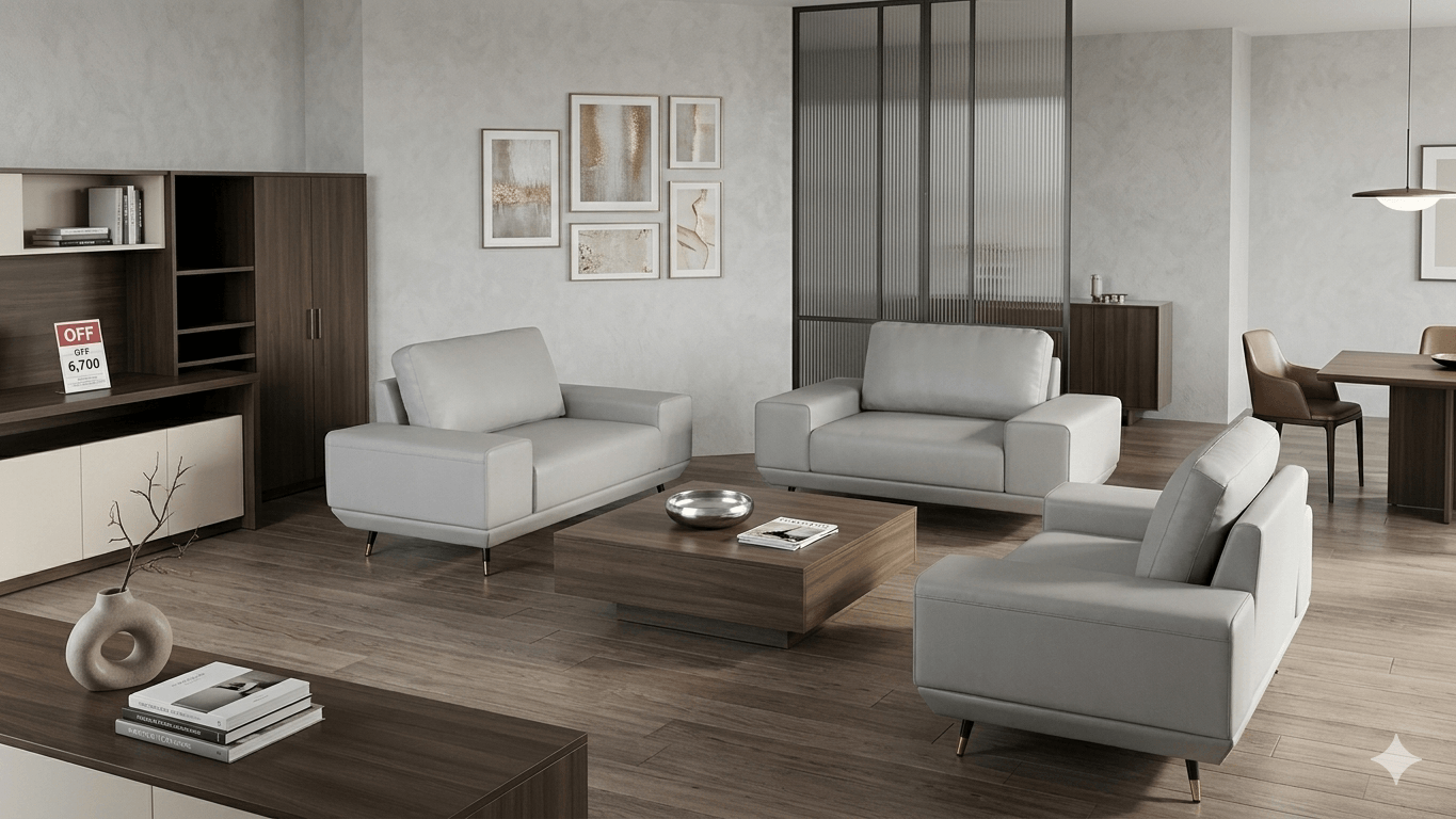 Office Sofa Set 3+1+1 K-D Dark Beige