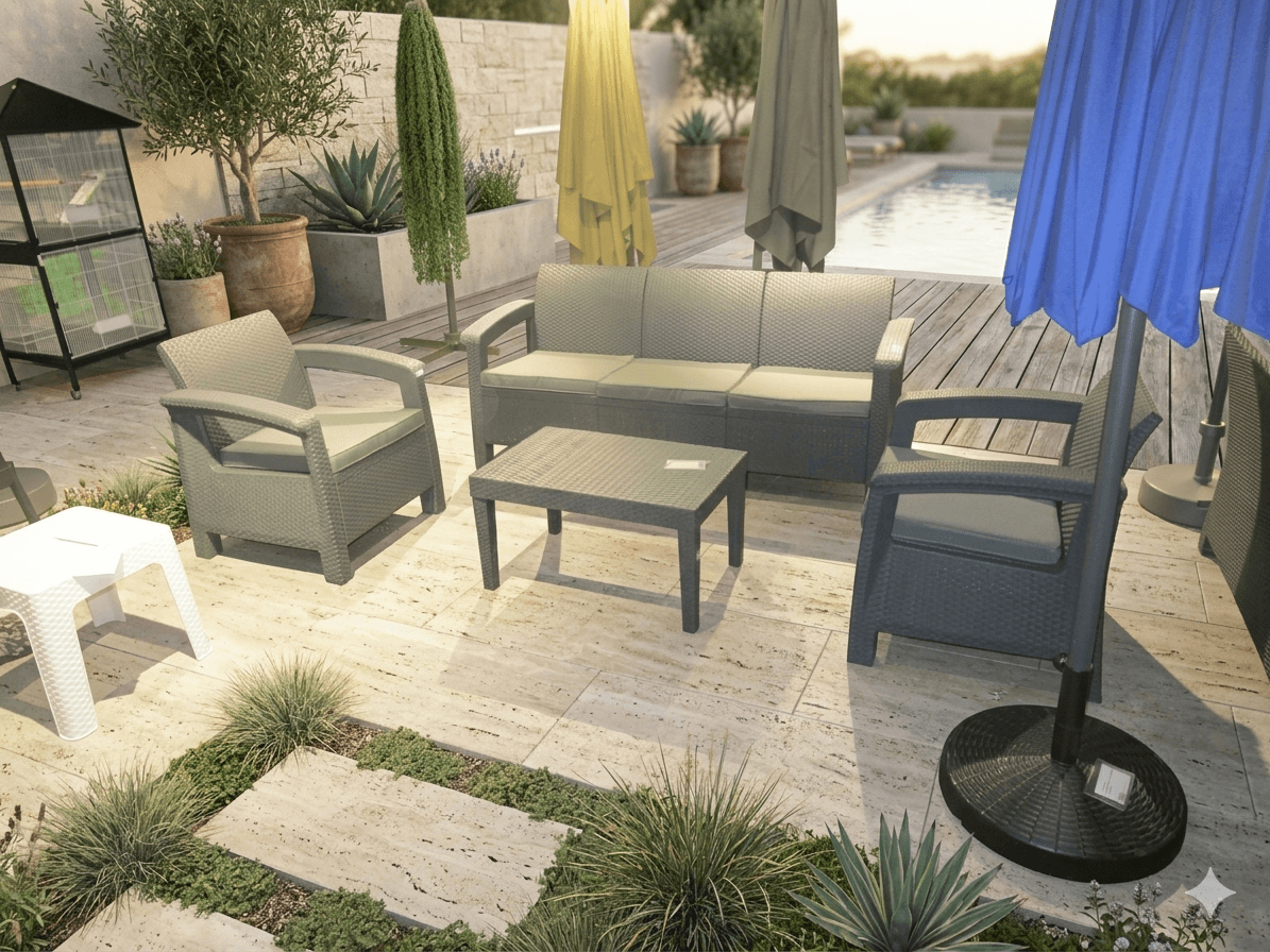 Sofa Set 3+1+1+ Table+ 5 Cusions (Taupe (Avec Le Brown) Dark Grey (Avec Le Dark Grey)grey