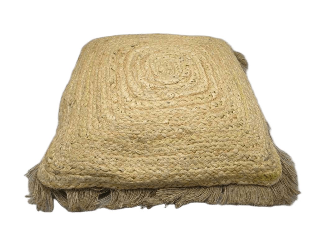 Cushion Vac. Remov. Fringe Cover 45 X 45 Cm Plain Jute+plain Cotton Jutana