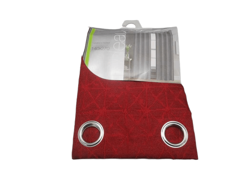 Curtain 140*270, Jacquard 8 Rings Silver 163gsm7 Red