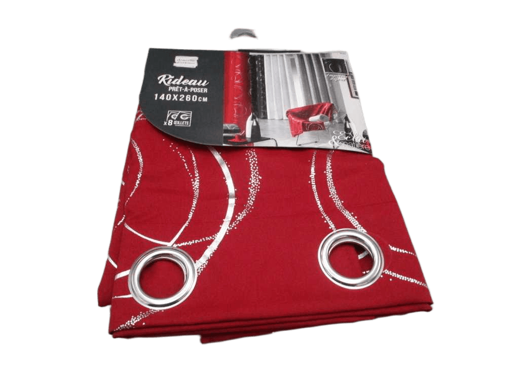 Curtain With Eyelets 140 X 260 Cm Silver Printed Polyester Bully Red