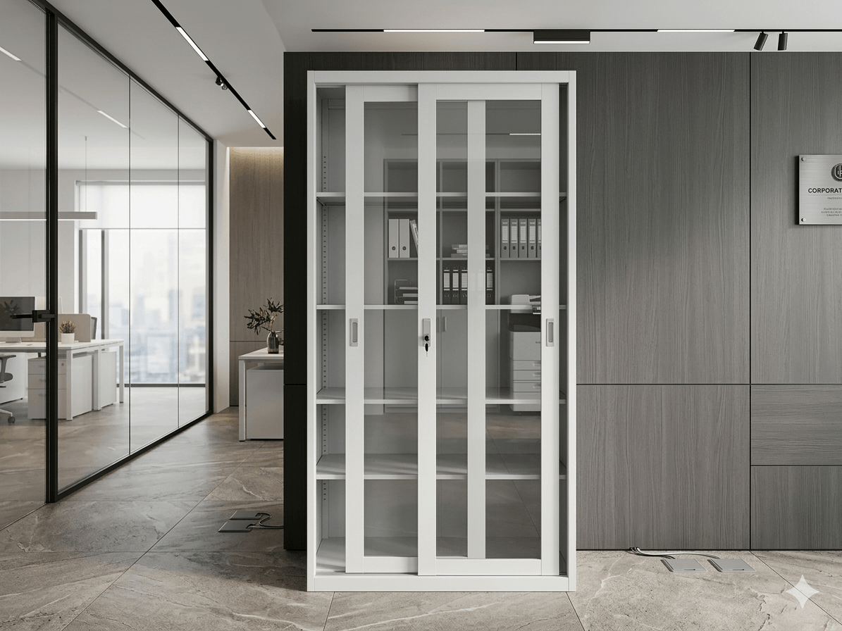 Cabinet Sliding Door 2 Glass Door 3mm (Frame 0.6mm, Shelf 0.5mm)