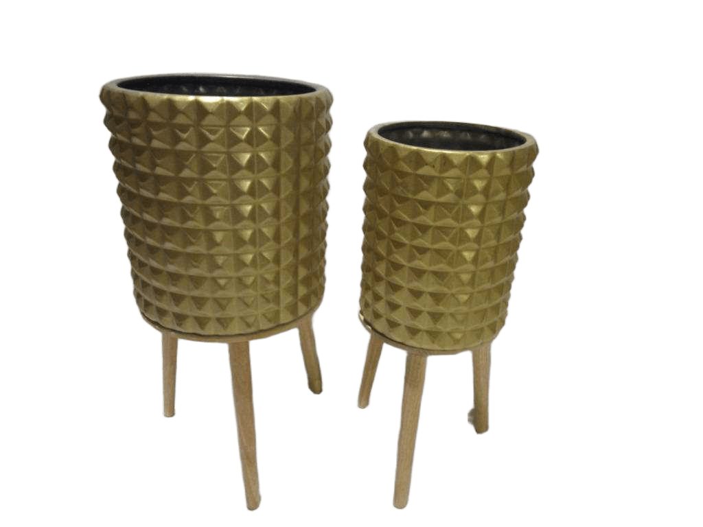 Pot Set 10.5"/12'' With Wood Stand