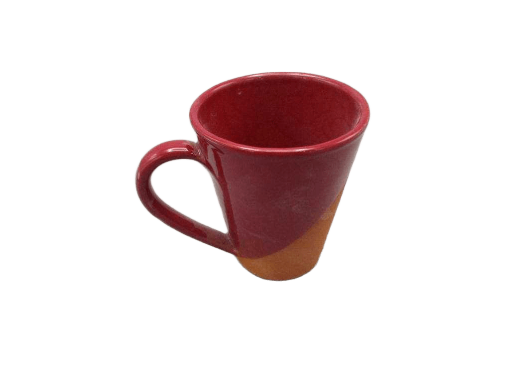 Mug 8.5*9.5 Cm, (Inner & Half Outer Color Glazed), Display Tray Burgundy Red 8.5*9.5