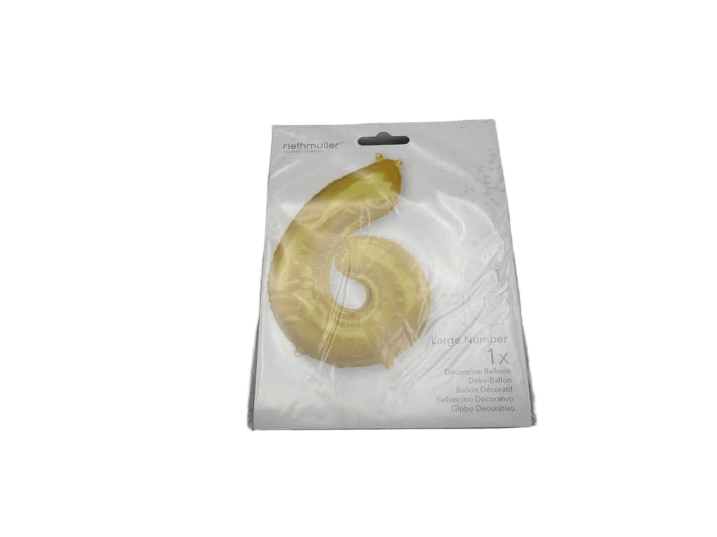Balloon Large Number 6 Gold Foil N34 Packaged 55 Cm X 88 Cm