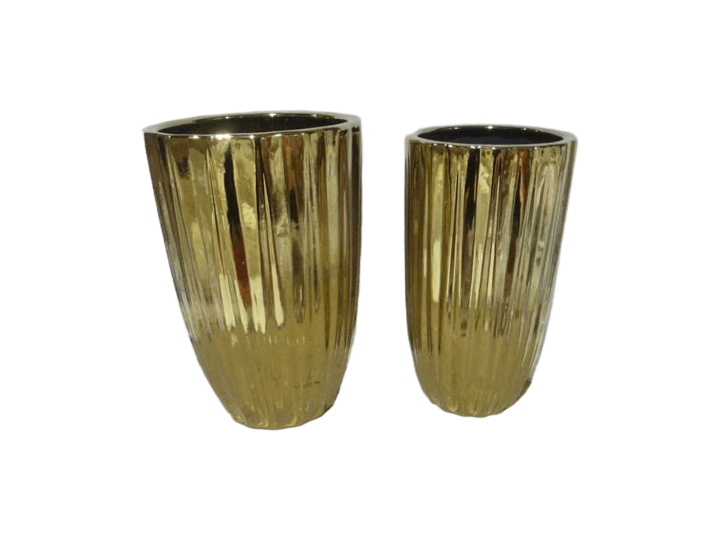 Flower Pot Set Of 2 Gold 38x38x61 31x31x58