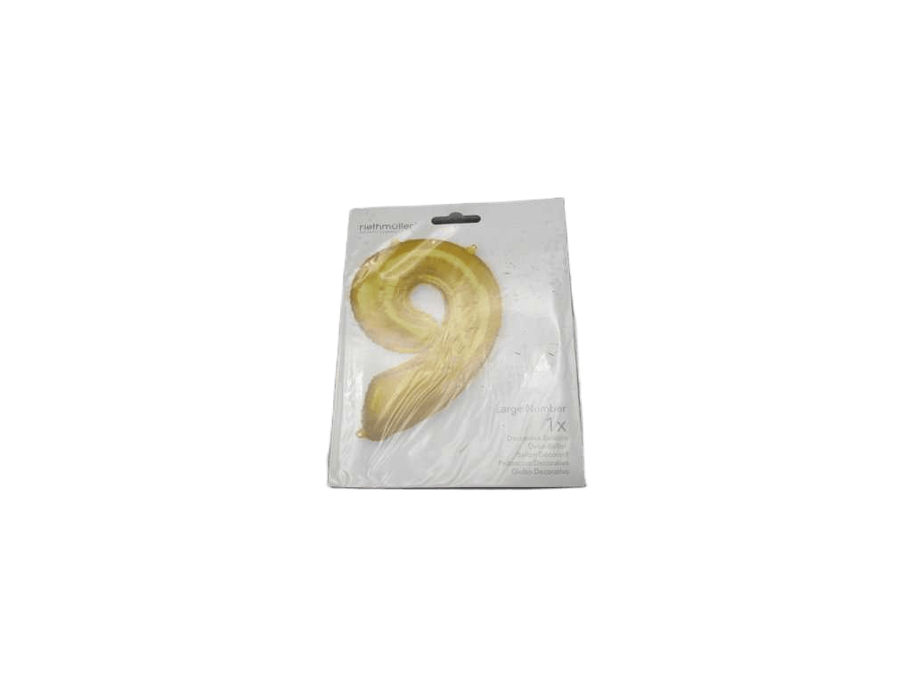 Balloon Large Number 9 Gold Foil N34 Packaged 63 Cm X 86 Cm