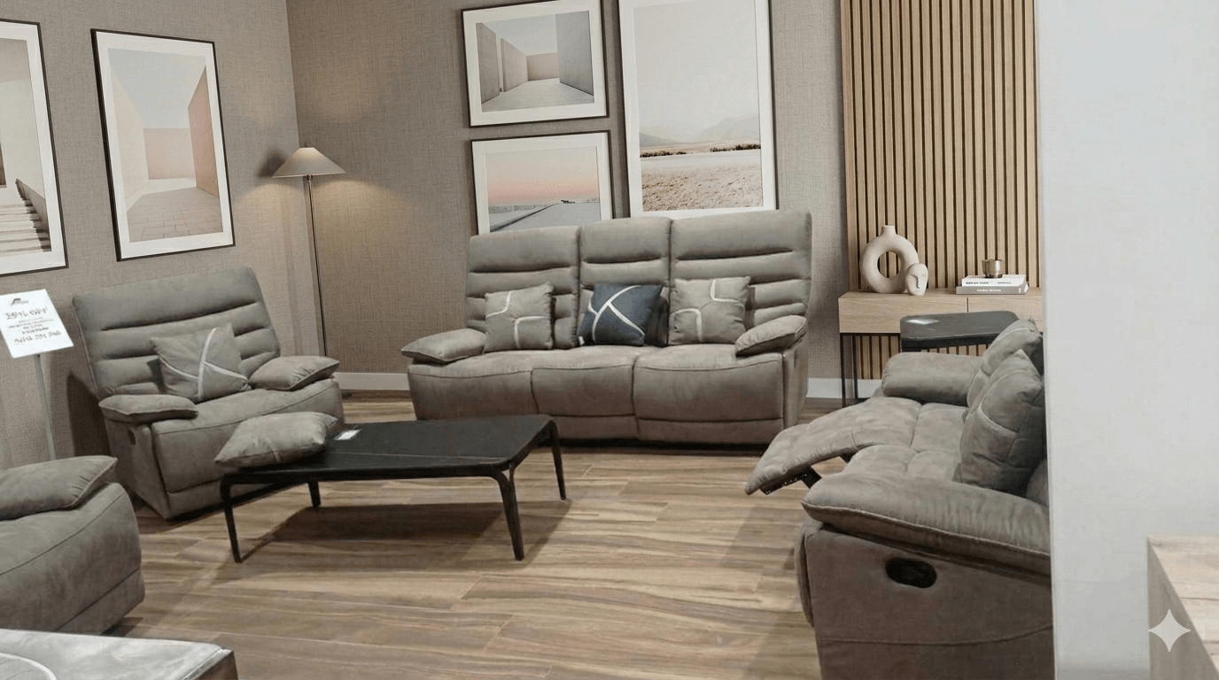 Sofa 3+2+1 Manual Recline With Pillows Clr Light Brown Ref Yb718