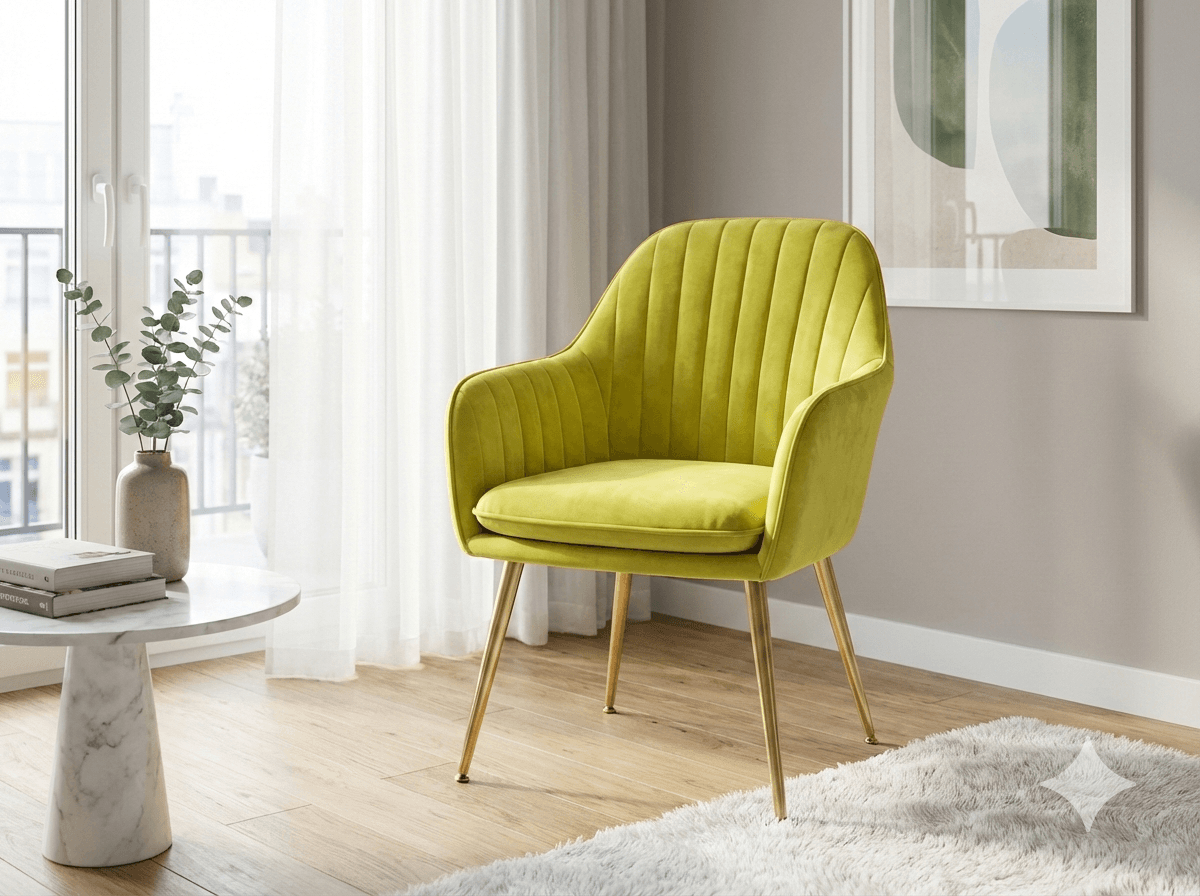 Armchair Yellow With Gold Legs 58*45*8519 1cl=