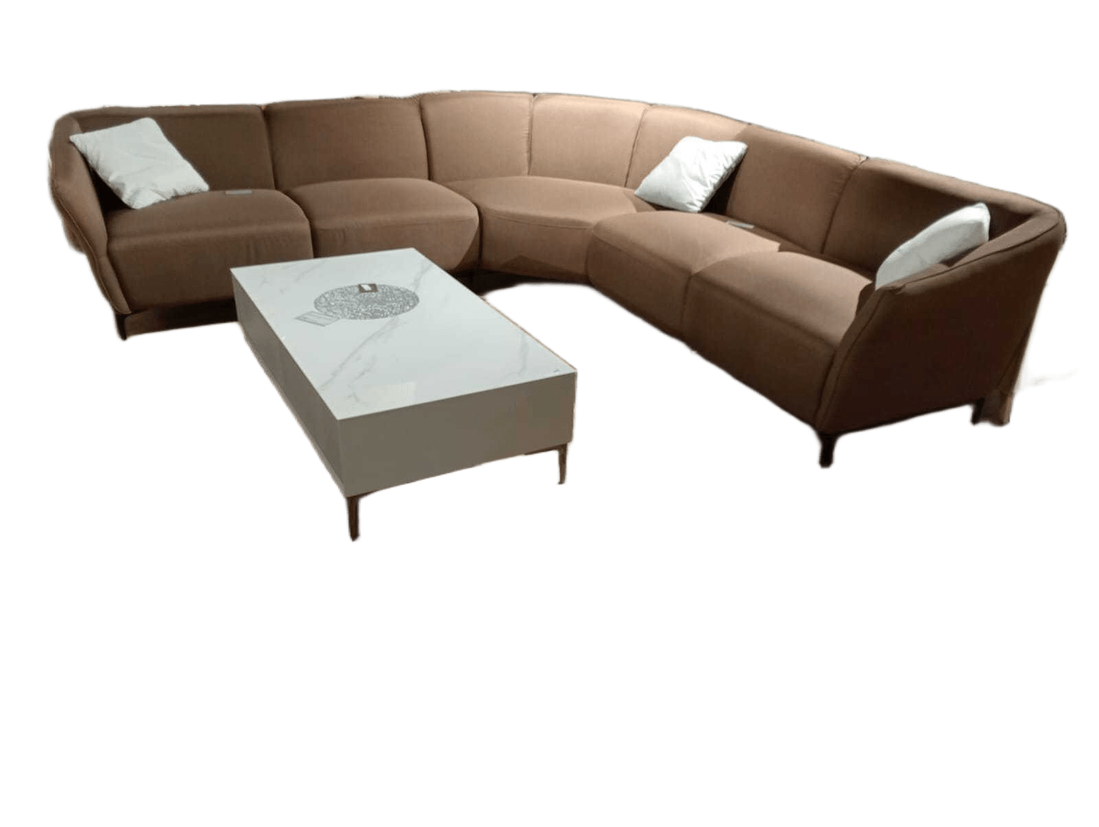 Sofa Corner , Fabric 3s+corner+3s, With Four Pillows S301 – 26 Brown 3cl