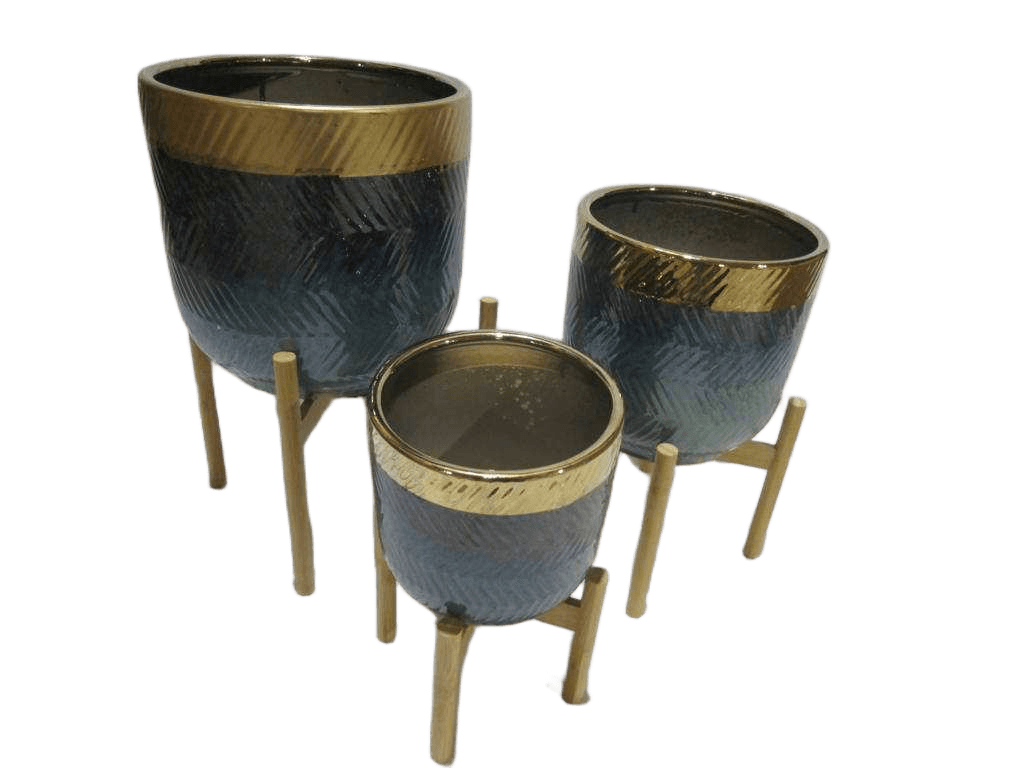 Pot Set 8"/10''/12'' With Wood Stand