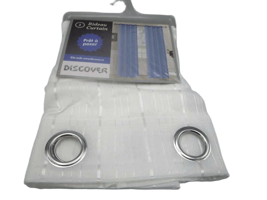 Curtain, 8 Rings Silver 100% Polyester Sheer White Gsm: 60g /1 White