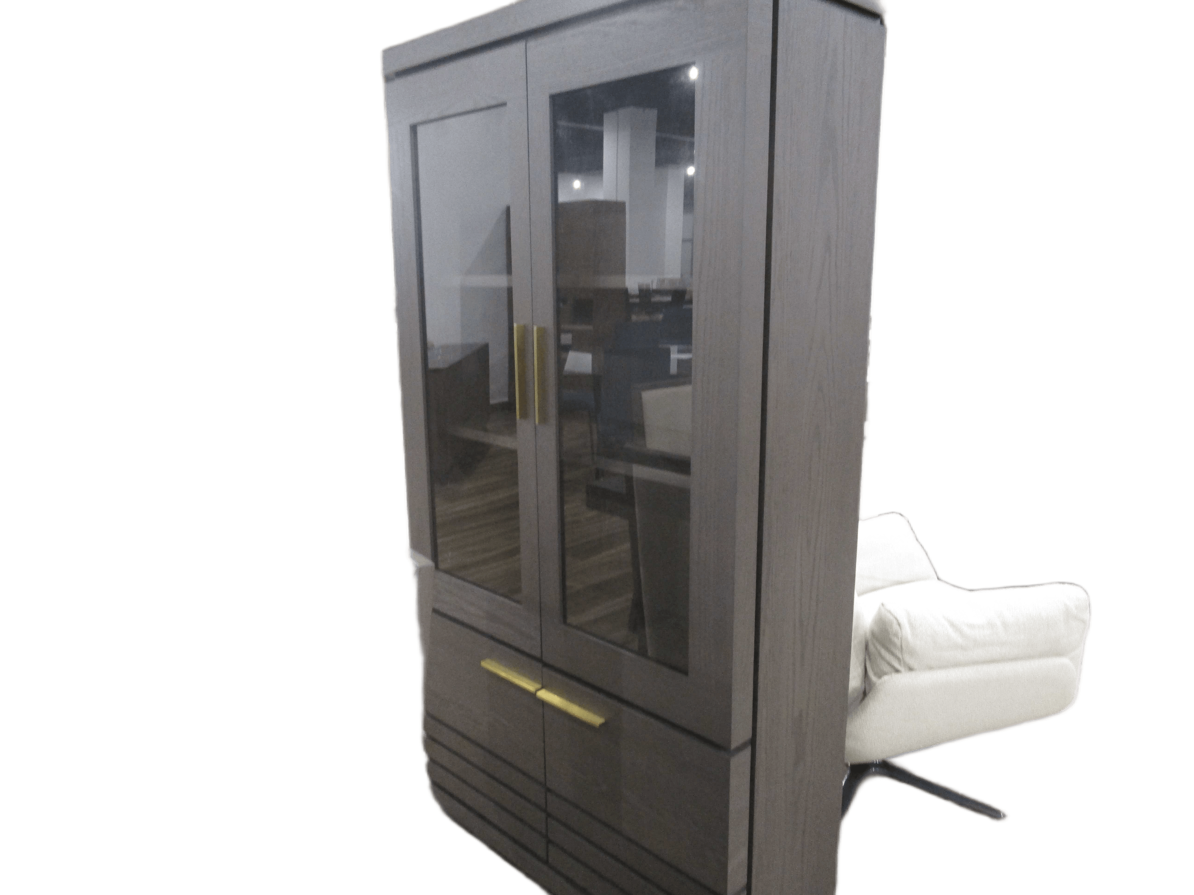 Cabinet Lisbon Glass 4d 100x190x40 Clr:dry Grey Ref:vl169356-O /1cl