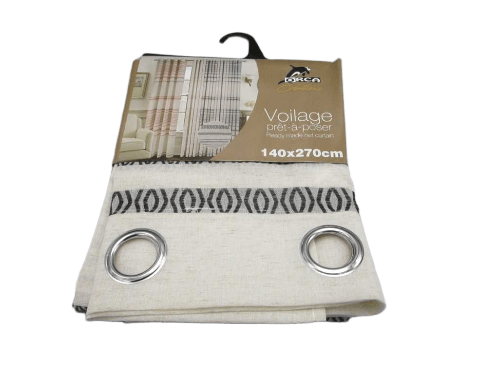 Curtain Yarn Dyed Voile Window Curtain 8 Rings 100% Polyester 120gsm 43x28x25