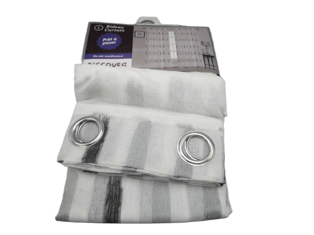 Curtain With 8 Round Rings Silver Brass 100% Polyester Gsm