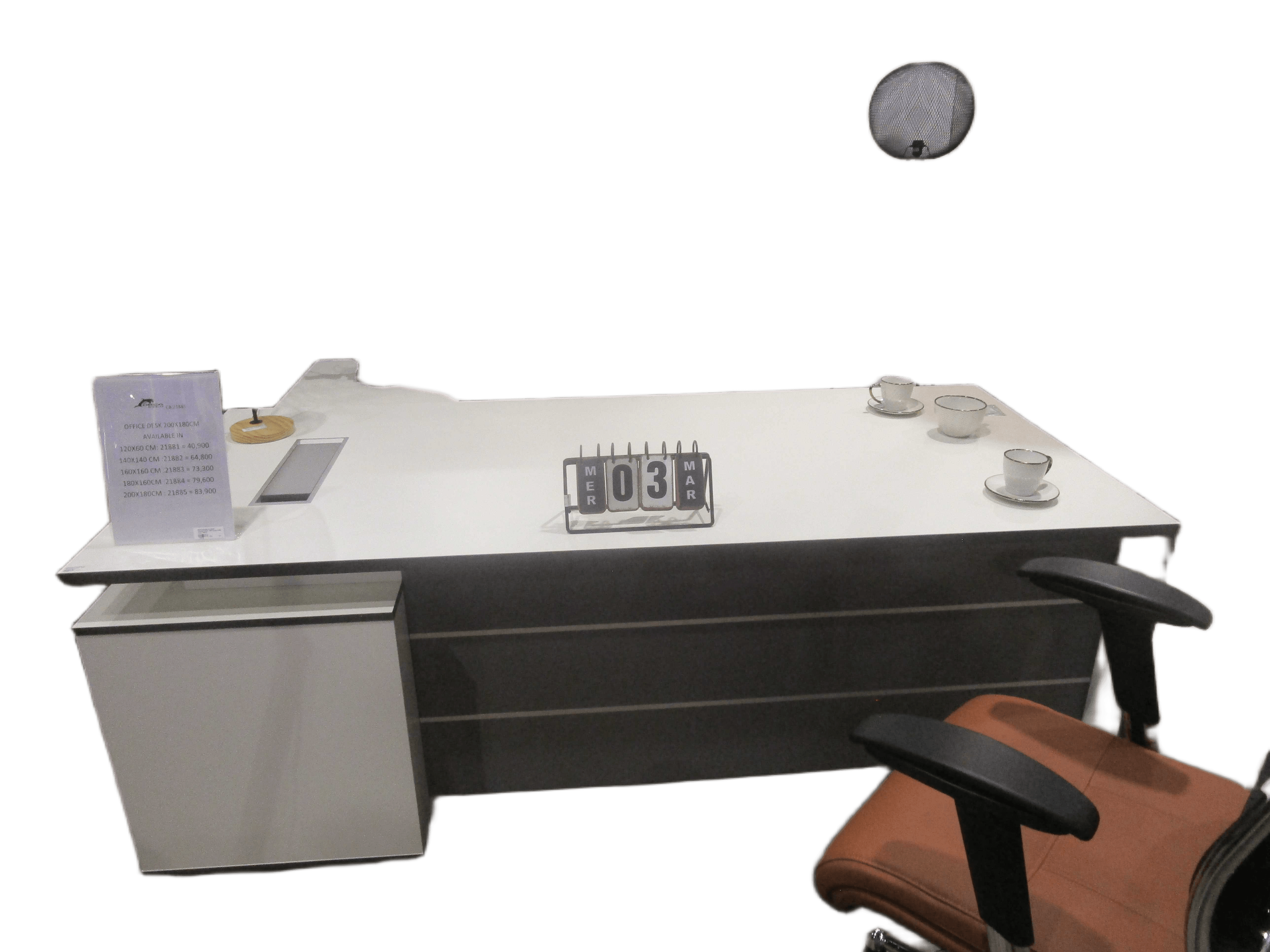 Desk Executive White+grey Stripe2000w*1800d*760h