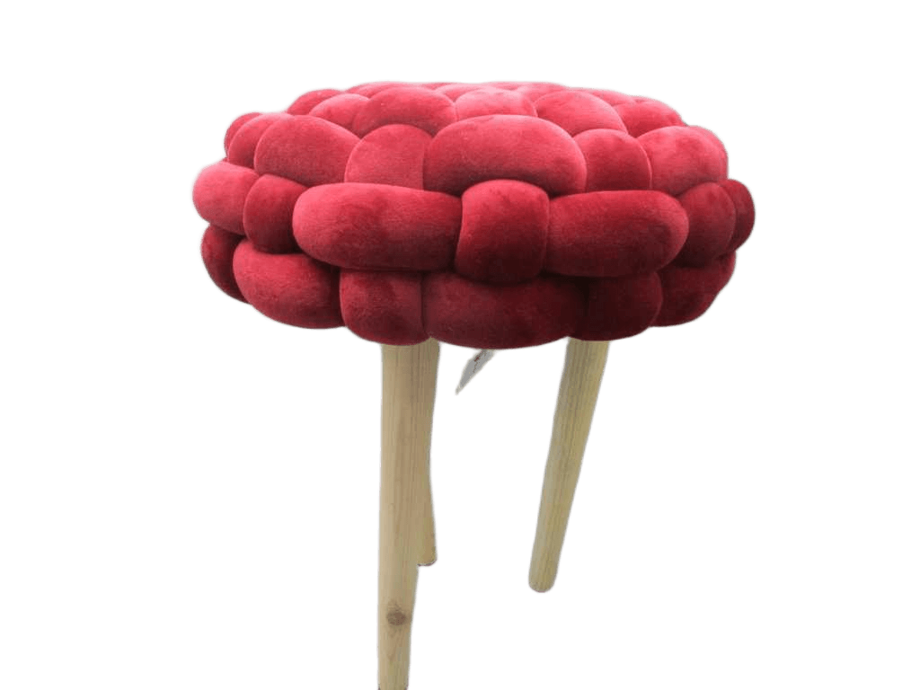 Stool Polyester, Wood 3 Legs 76, Burgundy