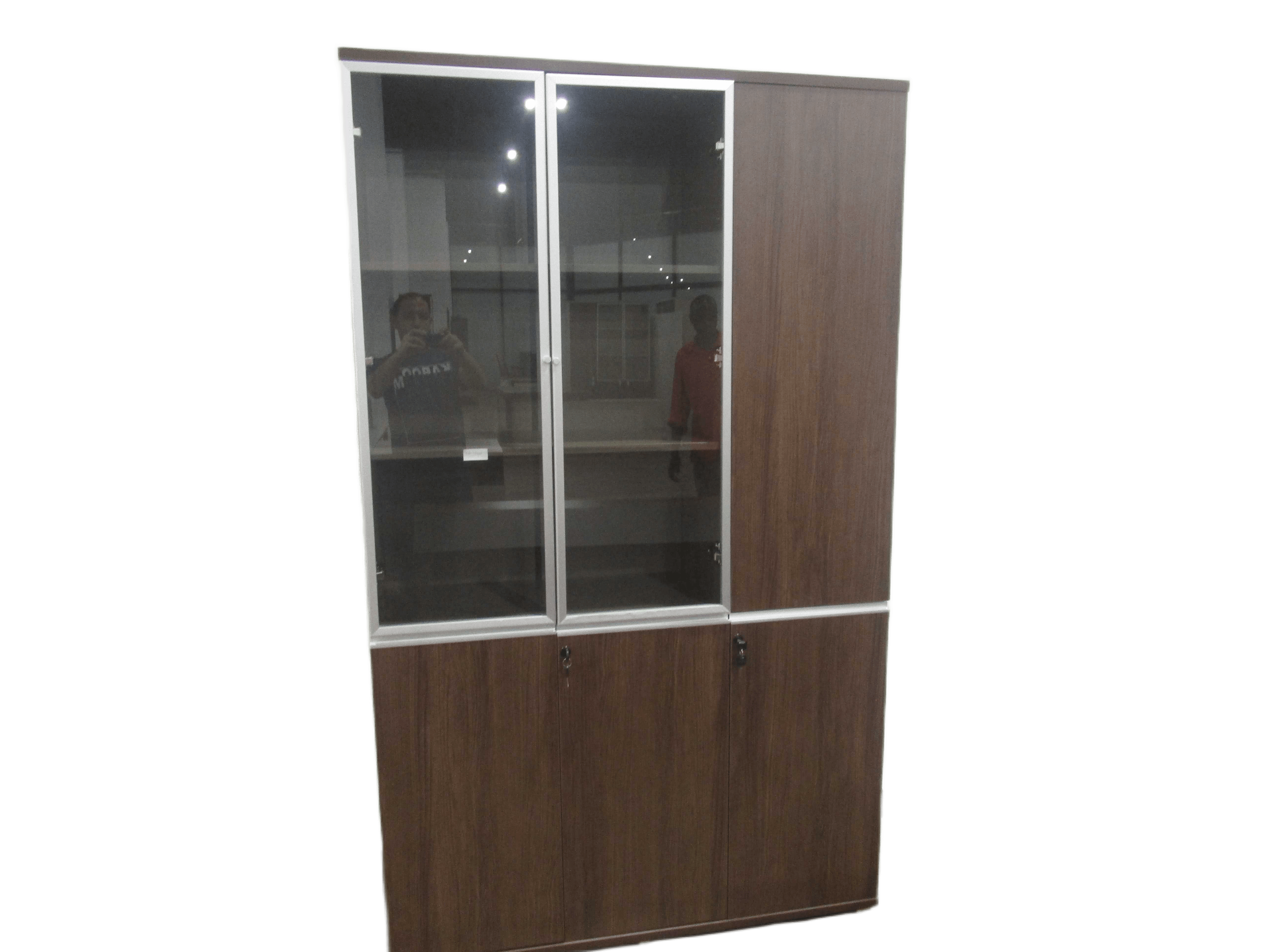 Office File Cabinet 3 Doors 120x40x200 Cm Clr Walnut,grey Ref 59bkb302 /4cl