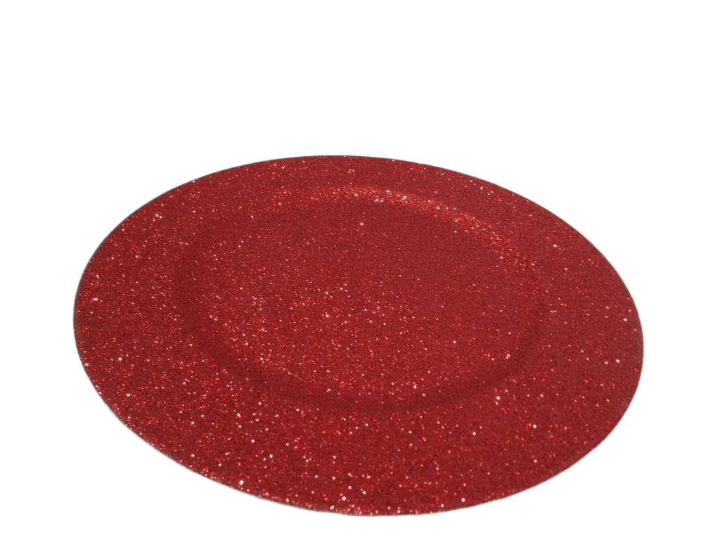 Glitter Pres. Round Plate Red