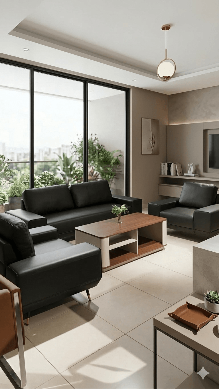 Office Sofa Set 3+1+1 K-D Black